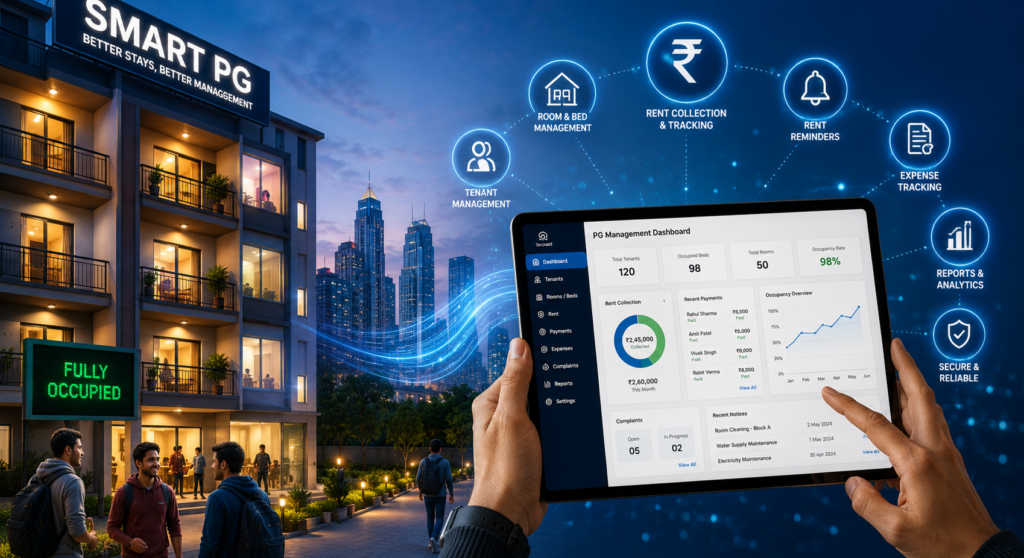 Future of PG management in India with smart software, digital rent tracking, tenant management, and occupancy monitoring